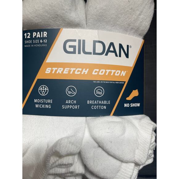 Gildan Mens White No Show Socks 12 Pack NEW Breathable Cotton Arch Support - Picture 7 of 8